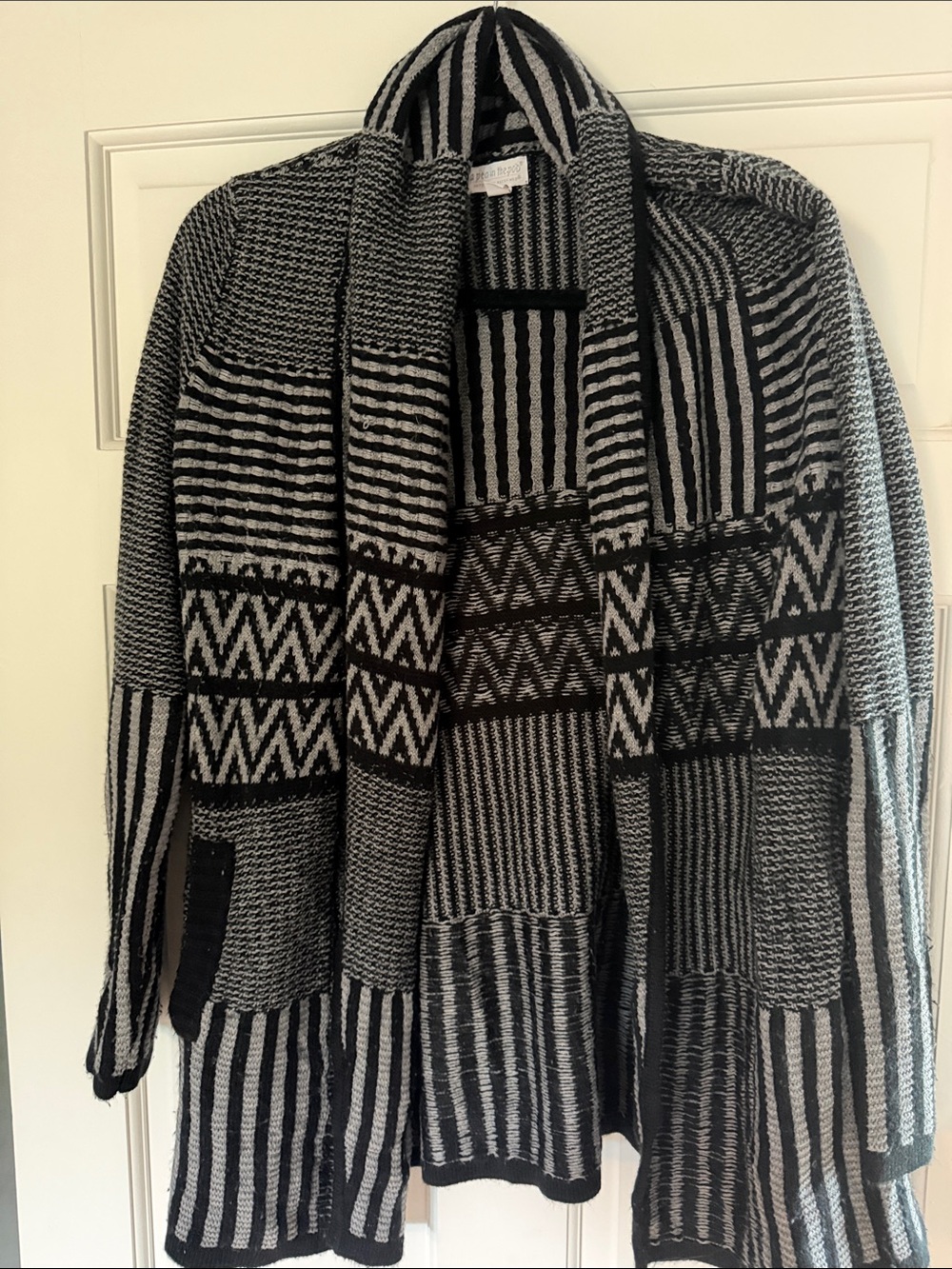 Maternity: A Pea in the Pod Black & Gray Striped Knit Cardigan